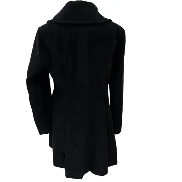 BCBGeneration Classic Black Wool Blend Winter Pea Coat SZ LARGE - Picture 2 of 14